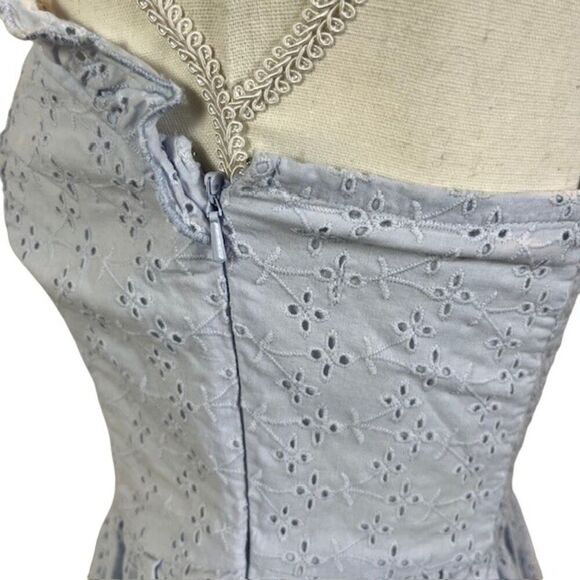 Patrons of Peace Sundress Mini Blue Eyelet Lined Elastic Back Size Small - Picture 4 of 12